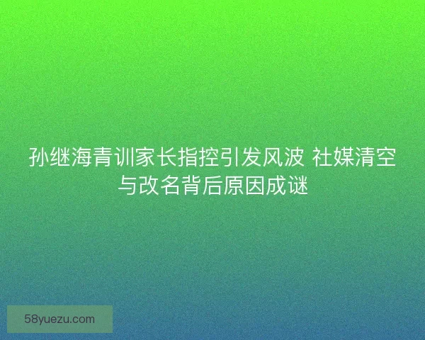孙继海青训家长指控引发风波 社媒清空与改名背后原因成谜