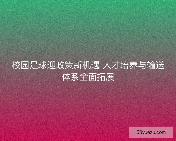 校园足球迎政策新机遇 人才培养与输送体系全面拓展