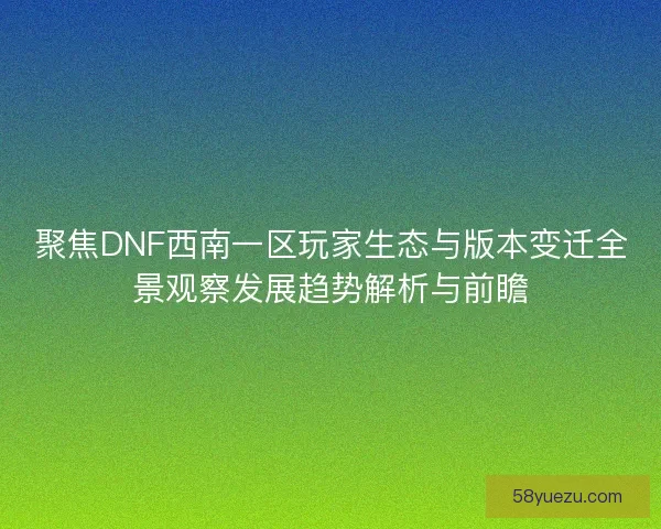 聚焦DNF西南一区玩家生态与版本变迁全景观察发展趋势解析与前瞻